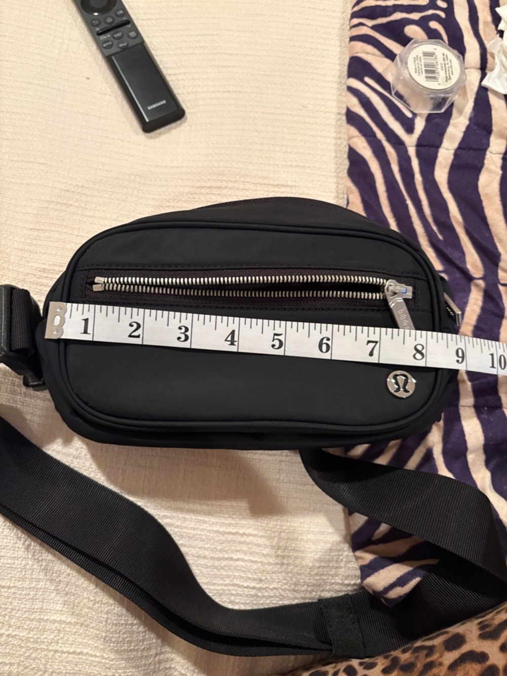 lululemon athletica Black Crossbody Belt Bag with Silver Zipper